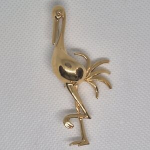 GOLD TONE Flamingo/Crane/Stork/Heron/Egret Bird Brooch